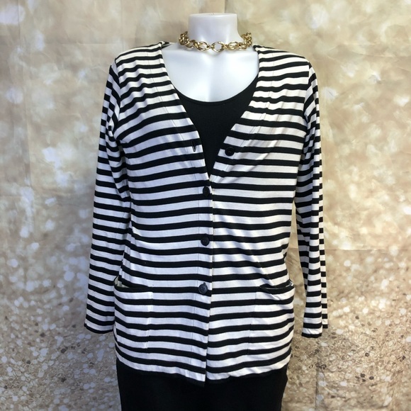 Agnes B. Sweaters - Agnes B Paris women Breton stripes cotton cardigan, sz medium